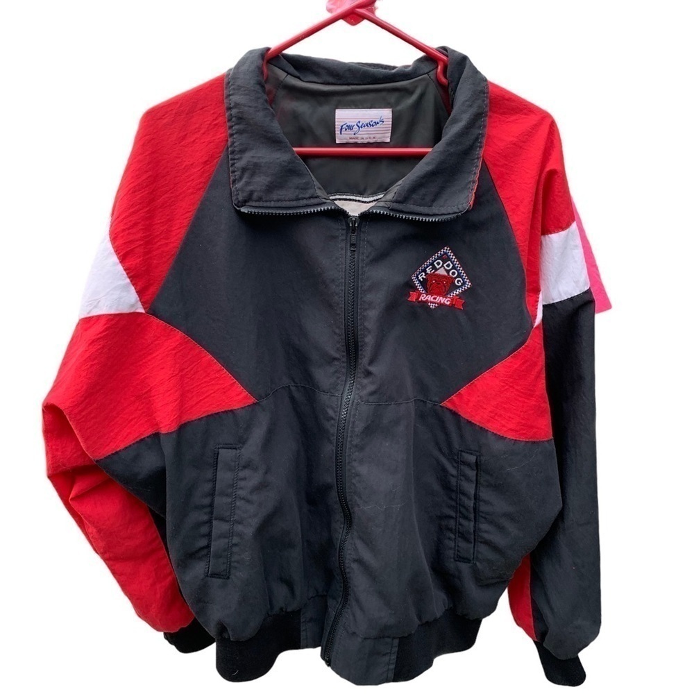 Vintage Red Dog Racing Windbreaker Jacket Four Seasons Made in USA Men’s XL